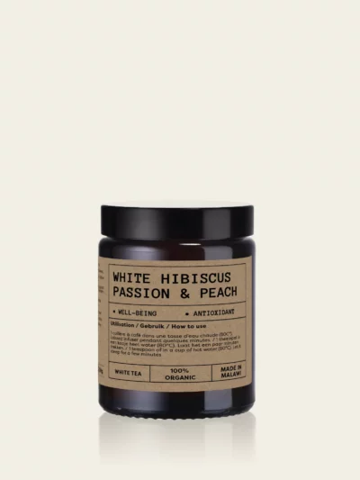 Thé blanc, hibiscus et peach – 250g